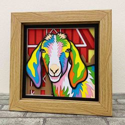 Farmhouse Goat 3D Layered SVG For Cardstock/ Colorful Goat Multilayer SVG/ Goat Mandala Pop Art/ Farm Animal Papercraft