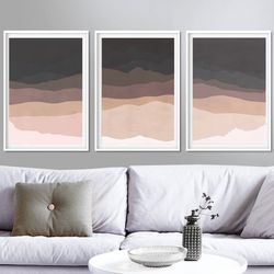Mountains Abstract Set Of 3 Prints Printable Wall Art Mountain Print Natural Painting Triptych Diy Home Art Abstract Art