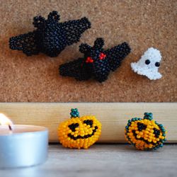 Halloween decor beads, halloween decorations, beaded ghost, beaded pumpkin, beaded bat, beaded toys, beaded animals
