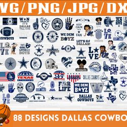 88 Designs Dallas Cowboys Football Team SVG, DXF, PNG, EPS, PDF