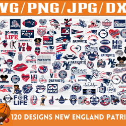 120 Designs New England Patriots Football Team SVG, DXF, PNG, EPS, PDF