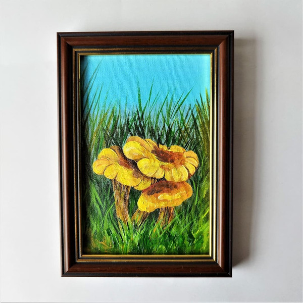 Handwritten-mushroom-chanterelle-in-the-clearing-by-acrylic-paints