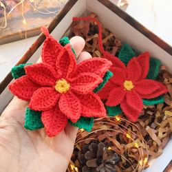 crochet pattern poinsettia - christmas ornament pattern pdf in eglish - crochet poinsettia ornament pattern