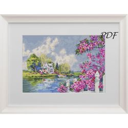 cross stitch patterns landscape of spring it's time - cross stitch patterns design for embroidery pdf