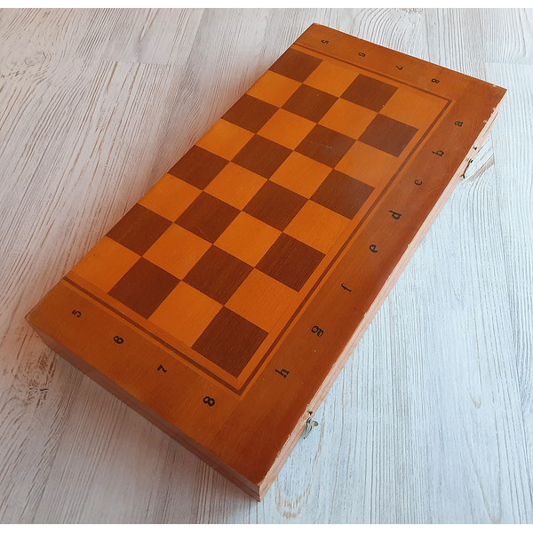 big russian wooden chess board vintage
