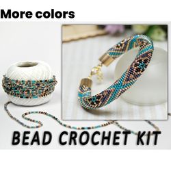 Diy jewelry kit beaded bracelet, More colors, making kit beading, green bracelet kit, bead crochet kit bracelet