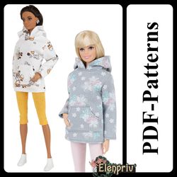 PDF Pattern Hoodie and capri for 11 1/2" Pivotal, Repro, Curvy, Made-to-Move, Silkstone