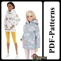 pdf pattern hoodie and capri for 11 1/2" pivotal, repro, curvy, made-to-move, silkstone