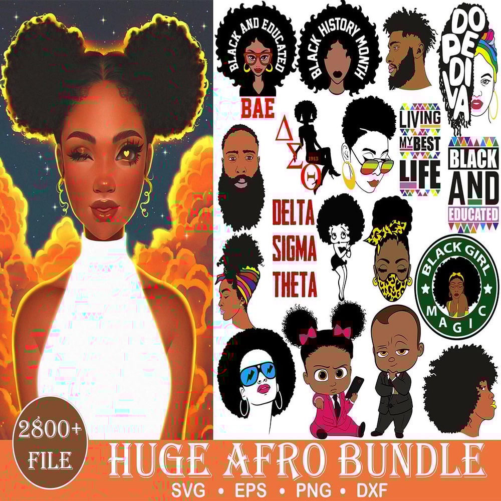 2800 Afro Woman Big Bundles, Afro woman, svg, svg files, digital cut file, Silhouette, Cameo, Cricut, black woman.jpg
