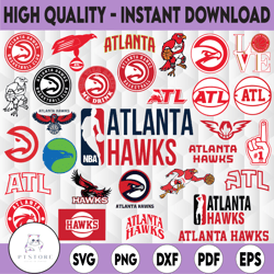 31 files atlanta hawks, nba teams logo bundle svg, basketball svg, nba sports svg