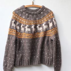 Brown scandinavian  reindeer sweater