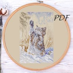 embroidery file snowy morning cat - embroidery file pattern design for embroidery pdf