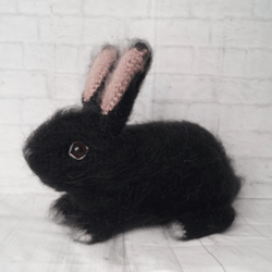 Crochet rabbit, crocheted realistic dutch rabbit, black rabbit, crochet realistic bunny, animal rabbit