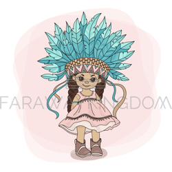 young pocahontas indians princess hero vector illustration set