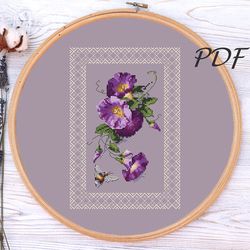 Cross stitch pattern pdf bindweed flower - cross stitch pattern pdf design for embroidery