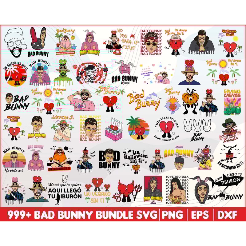999 Bad Bunny Png Bundle, Un verano Sin Ti Png Bundle, Bad Bunny Designs, Bad Bunn.jpg