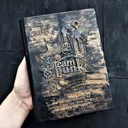 steampunk journal blank dark grimoire journal custom journal for sale grungy notebook