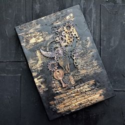 Gothic steampunk journal for sale Handmade steampunk journal Gothic journal mechanical journal