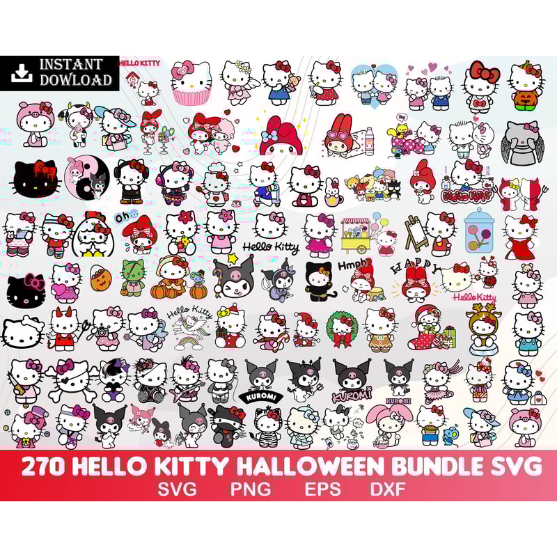 Hello Kitty Bundle svg, Hello kitty halloween svg, eps, png, dxf, Horror kitty digital files.jpg