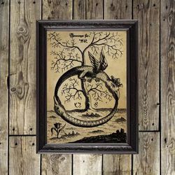 The Ouroboros snake eating its own tail. Alchemy wall hanging. 256.