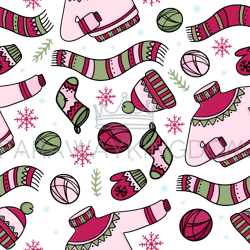 warm winter clothes hygge seamless pattern vector illustration