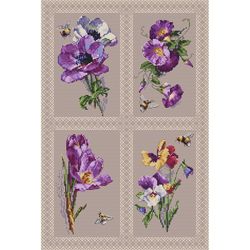 Cross stitch pattern booklet purple flower stories cross stitch pattern design for embroidery pdf