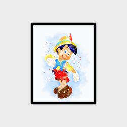 Pinocchio Disney Art Print Digital Files decor nursery room watercolor