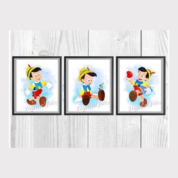 Pinocchio Disney Set Art Print Digital Files decor nursery room watercolor