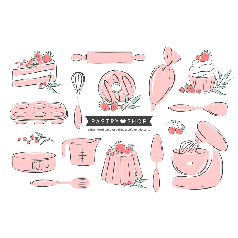 Tools for baking set. Different desserts. 01.jpg