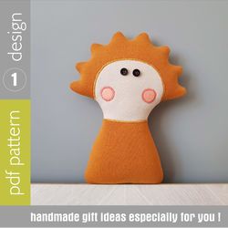 Rag doll sewing pattern PDF, digital tutorial in English, Mini doll diy, toy in scandi style