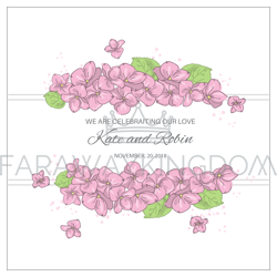 wedding floral example invitation card vector illustration set