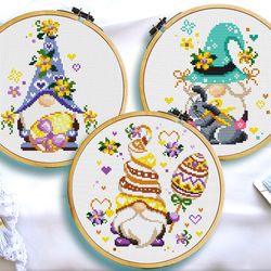 Easter gnome cross stitch, Easter egg cross stitch, Easter bunny cross stitch, Cross stitch baby, Digital PDF