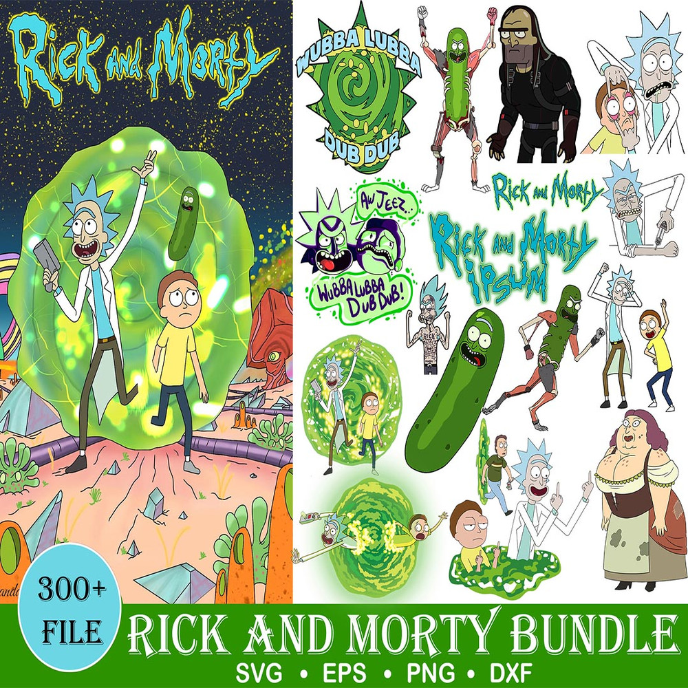 300 Rick and Morty SVG Bundle, Svg Png Dxf Eps Pdf ,Perfect Cut File For Cricut, .jpg