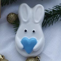 Bunny with a heart - silicone mold