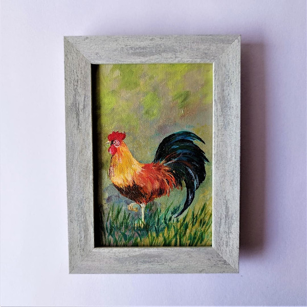 Small-painting-rustic-bird-rooster-impasto-art.jpg