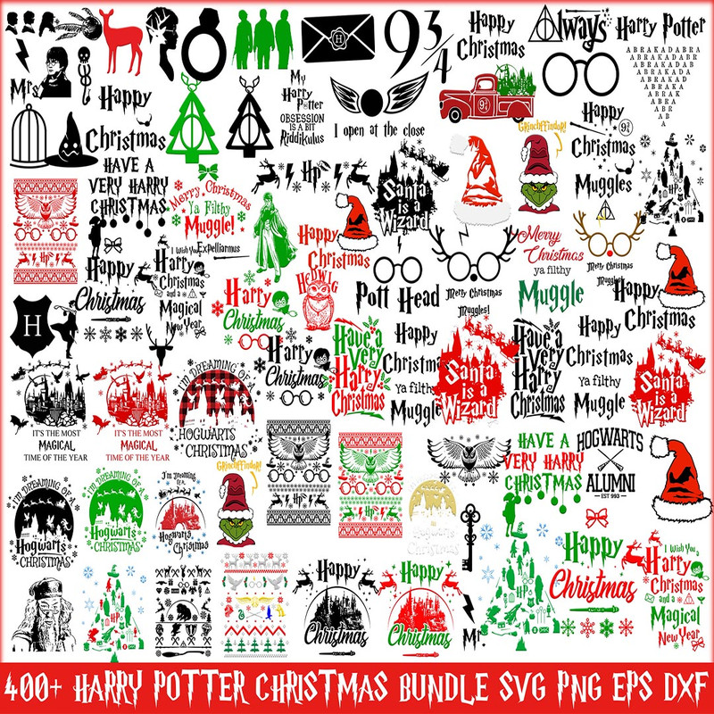 Harry Potter Christmas bundle , Harry Potter Christmas SVG, HP Xmas Svg Png Eps Dxf, Wizard world Svg.jpg