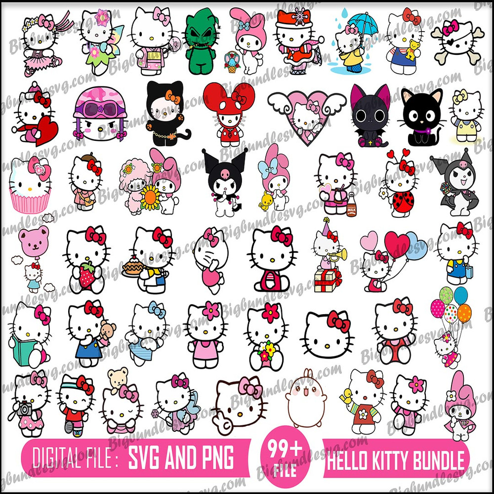 New Hello Kitty Bundle svg, Hello kitty halloween svg, eps, png, dxf, Horror kitty digital files.jpg