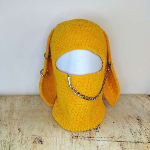 Yellow bunny ear balaclava Fluffy bunny balaclava adults Chunky balaclava crochet Teens gift idea