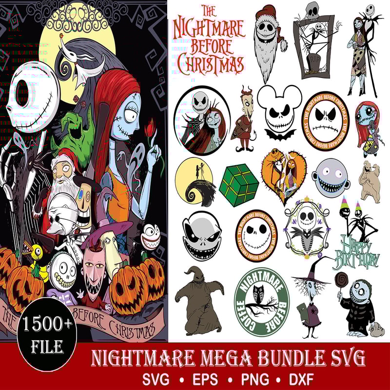 Nightmare Before Christmas svg, Cartoon SVG, Nightmare svg, Jack skellington svg, Jack and sally svg, Cricut cut files, Instant download.jpg