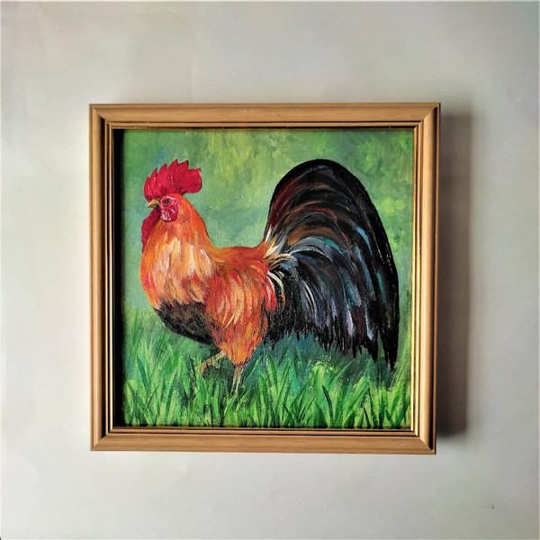 Acrylic-painting-rustic-bird-rooster-impasto-art.jpg