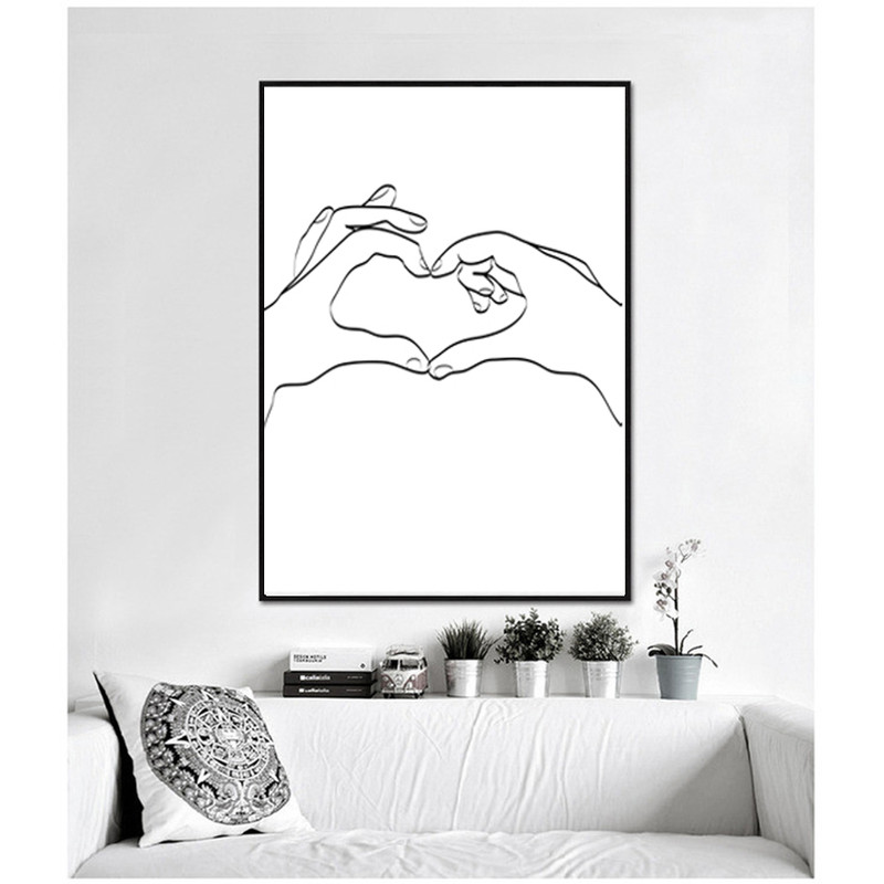 Prints drawn in one line, minimalist poster on the theme of love 1