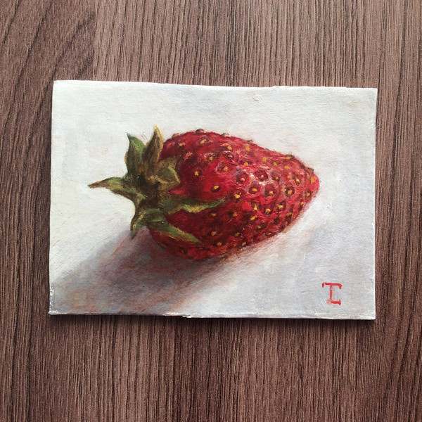 Aceo strawberry oil painting 3.jpg