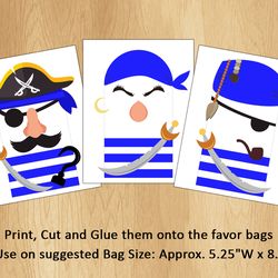 pirate favor bags for baby shower, pirate birthday, pirate party supplies, pirate candy bags, pirate favor bags