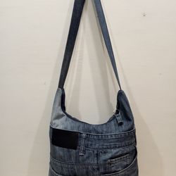 Comfortable Hobo denim shoulder bag handmade- crossbody purse