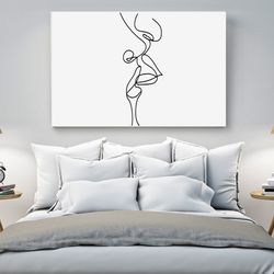 Kiss Love Minimal Line Art Love Wall Art Horizontal Print Couple Art Lips Kiss Line Drawing Bedroom Decor Printable Art