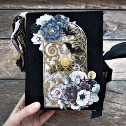 Victorian junk journal for sale Witch junk journal handmade Flowers grimoire completed for woman thick chunky