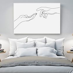 hands line drawing minimal line art gesture hands horizontal wall art couple art bedroom decor printable art hands print