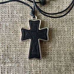 Cross pendant, Catholic cross, Wooden cross, Christian pendant, Pectoral cross, Orthodox wooden cross