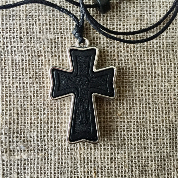 Cross pendant, Catholic cross, Wooden cross, Christian pendant