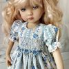 Blue and white and floral stripes ruched smocked dress-1.jpg